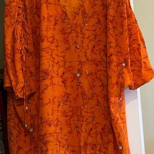 Alexis Orange Patterned Blouse